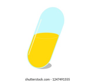 Isolated pill on white background. Medical pill contemporary illustration. Healthcare design object. 