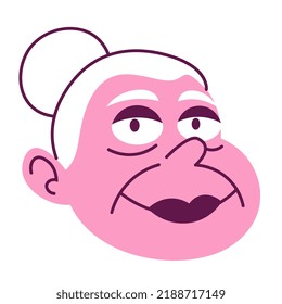 Isolated pimk woman face old hair comic people vector Illustration