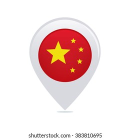 Isolated Pin With A Chinese Flag On A White Background