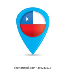 Isolated pin with the flag of chile on a white background