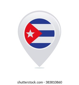 Isolated pin with a flag of cuba on a white background