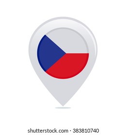 Isolated pin with a flag of czech republic on a white background