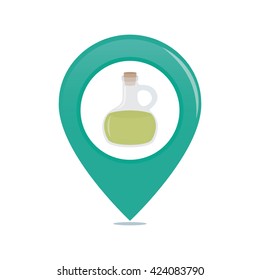 Isolated pin with a flask of lotion on a white background