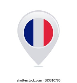 Isolated pin with a french flag on a white background