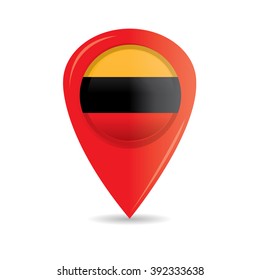 Isolated pin with the german flag on a white background