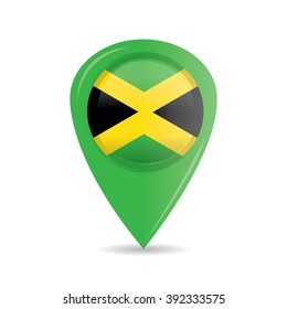 Isolated pin with the jamaican flag on a white background