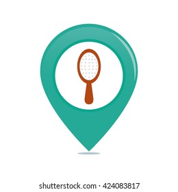 Isolated pin with on a mirror icon white background