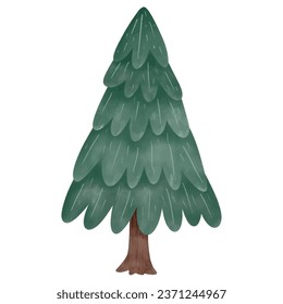 Isolated Pine on the white background. Pine silhouettes. Christmas elements. Vector illustration. Design, packaging, wallpaper.