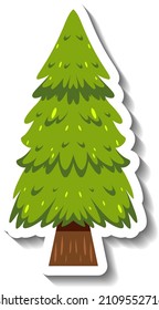 Isolated pine tree sticker illustration
