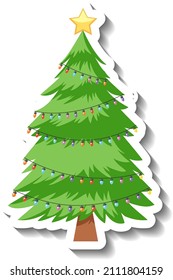 Isolated pine tree sticker illustration