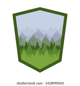 Isolated pine trees inside frame design