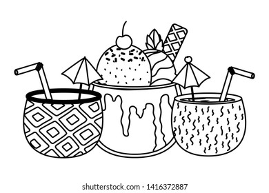 Isolated pineapple and coconut cocktail design
