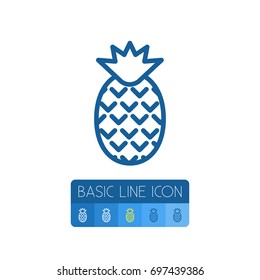 Isolated Pineapple Outline. Dessert Vector Element Can Be Used For Ananas, Pineapple, Dessert Design Concept.