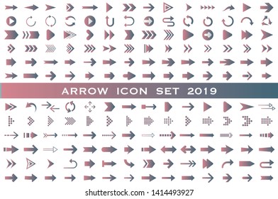 Isolated pink arrow vector icons set. Arrows icon collection for web, mobile app. Arrow vector download icon set. Arrows vector curve flat collection. Application digital button illustration 