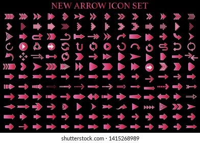 Isolated pink arrow vector icons set. Arrows icon collection for web, mobile app. Arrow vector download icon set. Arrows vector curve flat collection. Application digital button illustration 