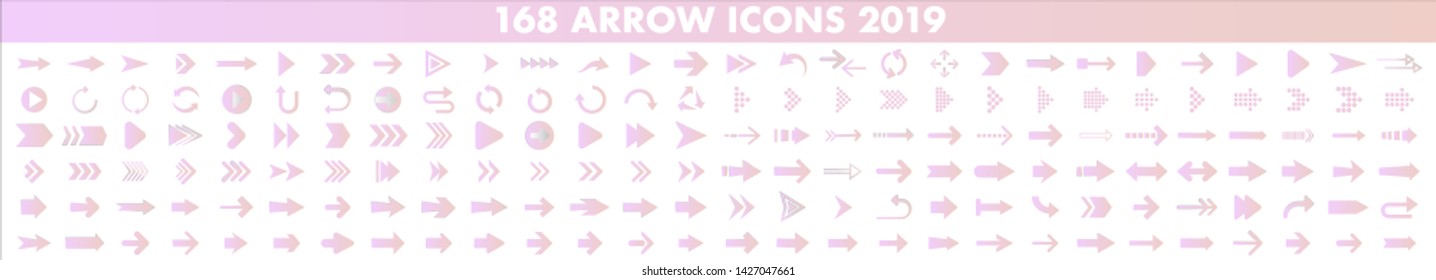 Isolated pink arrow vector icons set. Arrows icon collection for web, mobile app. Arrow vector download icon set. Arrows vector curve flat collection. Application digital button illustration 