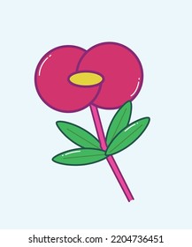 Isolated pink Bojers Spurge in flat vector illustration