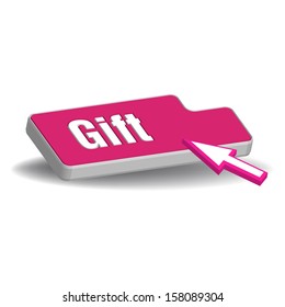 Isolated pink button with the word gift 