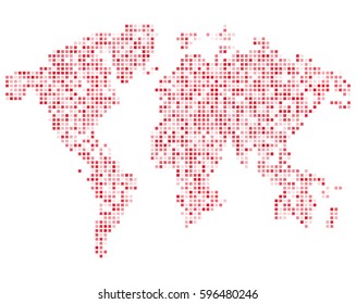 Isolated pink color worldmap of dots on white background, earth vector illustration.