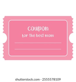 Isolated pink coupon for the best mom template in flat style