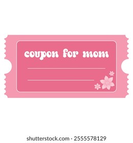 Isolated pink coupon for mom template in flat style