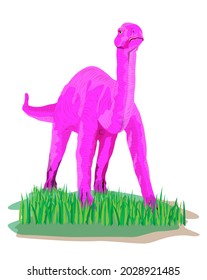 isolated pink dinosaur on white background vector design