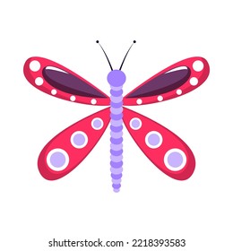 Isolated pink dragonfly vector illustration