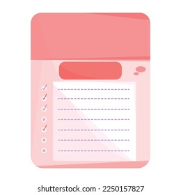 Icono de lista de todo vacío rosa aislado Vector