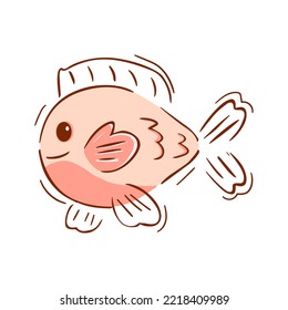 Isolated pink fish silhouette draw vector illustration