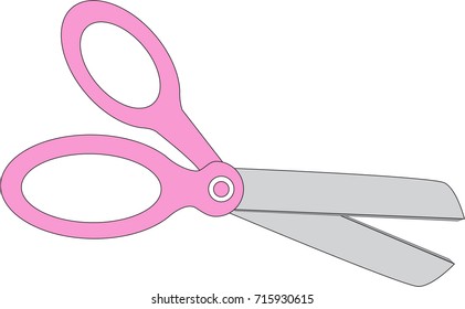 Isolated Pink handle pair of safety scissors with gray blades vector