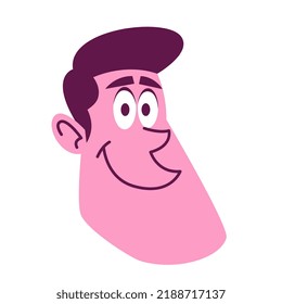 Isolated pink Man face short hair hair comic people vector Illustration