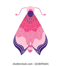 Isolated pink moth vector illustration