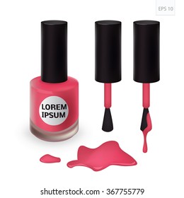 Isolated Pink Nail Polish . Vector