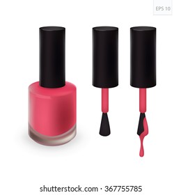 Isolated Pink Nail Polish . Vector