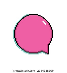 Charla de burbuja de habla cómica pixelada de color rosa aislado Ilustración vectorial