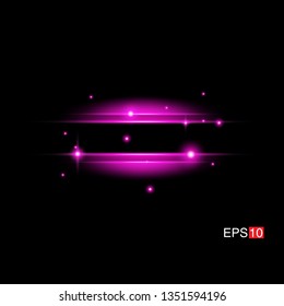 isolated pink Rays with lens flare, Sun flare, flare on the black background. Transparent Vector Illustration