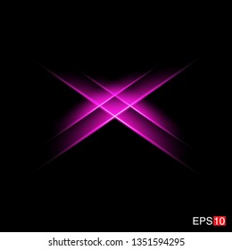 isolated pink Rays with lens flare, Sun flare, flare on the black background. Transparent Vector Illustration