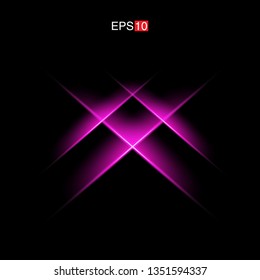 isolated pink Rays with lens flare, Sun flare, flare on the black background. Transparent Vector Illustration