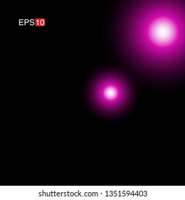 isolated pink Rays with lens flare, Sun flare, flare on the black background. Transparent Vector Illustration