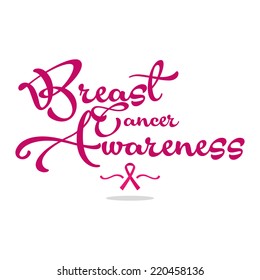 an isolated pink symbol and text against breast cancer