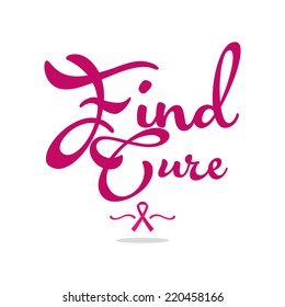 an isolated pink symbol and text against breast cancer