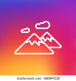 Isolated Pinnacle Outline Symbol On Clean Background. Vector Mountain Element In Trendy Style.