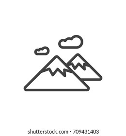 Isolated Pinnacle Outline Symbol On Clean Background. Vector Mountain Element In Trendy Style.