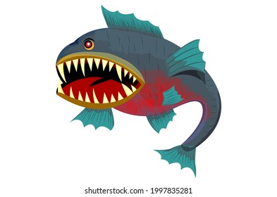 isolated piranha fish on white background vector design