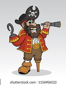 Isolated Pirate Captain Illustration