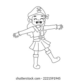 Isolated pirate draw costume vector illustration