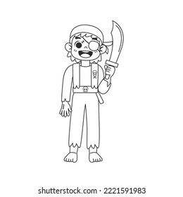 Isolated pirate draw costume vector illustration