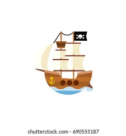 Isolated Pirate Flat Icon. Vessel Vector Element Can Be Used For Vessel, Ship, Pirate Design Concept.