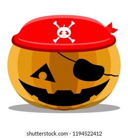 Isolated pirate halloween pumpkin. Vector illustration design