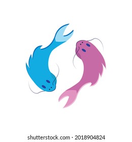Isolated pisces animal character zodiac sign Vector